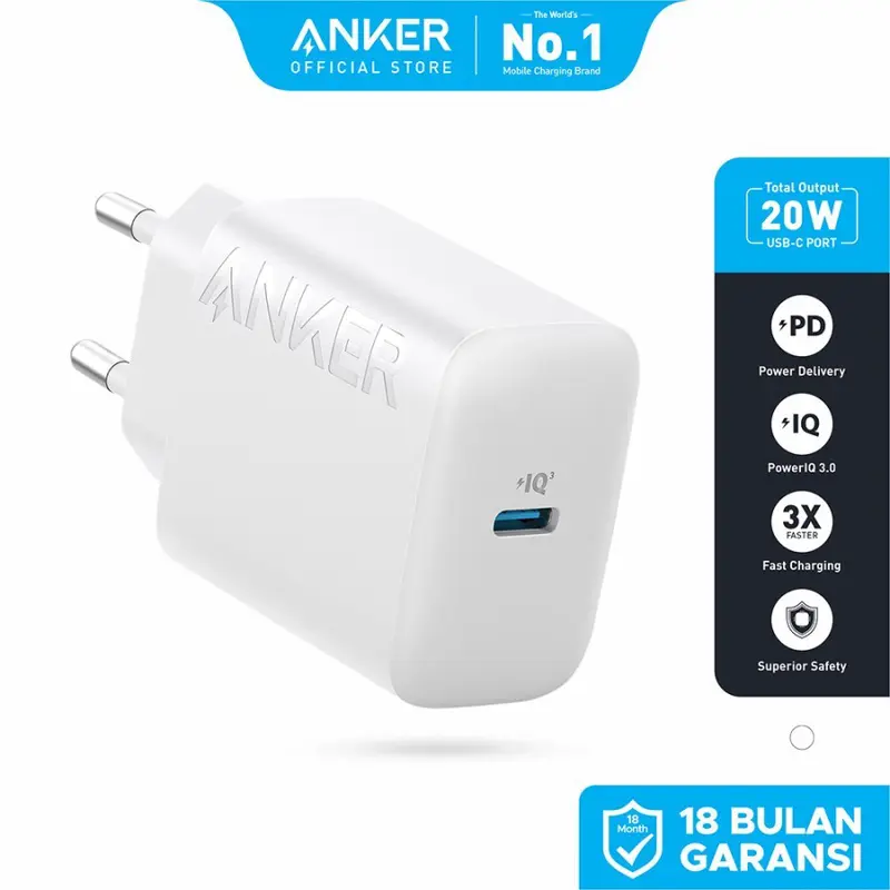 Anker Powerport Charger 20W Dual Port USB Type-C - A2347 1