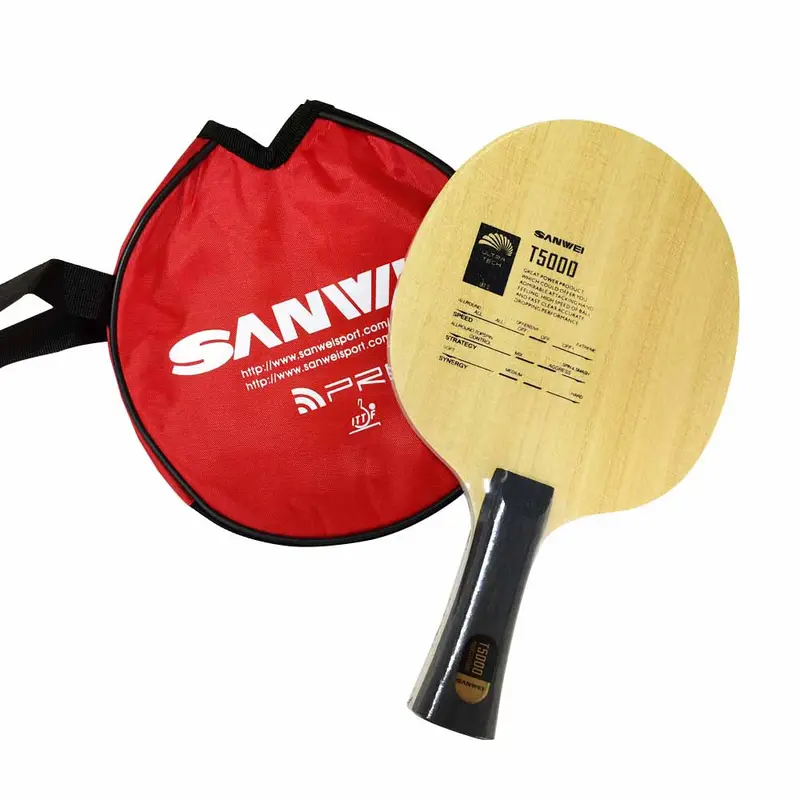 Lưỡi Vợt bóng bàn, SANWEI T5000 CARBON Chính Hãng, 5 + 2 Carbon, Cao su RXTON 1, Đen và Đỏ, Lưỡi bóng bàn T5000 2