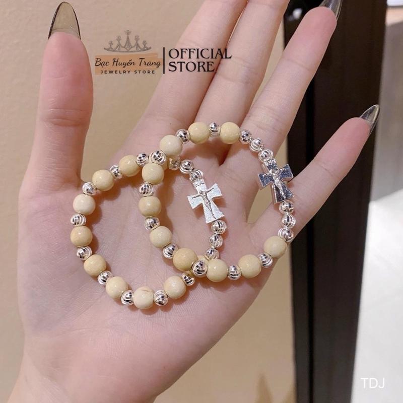 Vòng Tay Dâu T.ằ.m mic Thánh Giá Và Bi cho Bé Phụ Kiện Tóc Voi