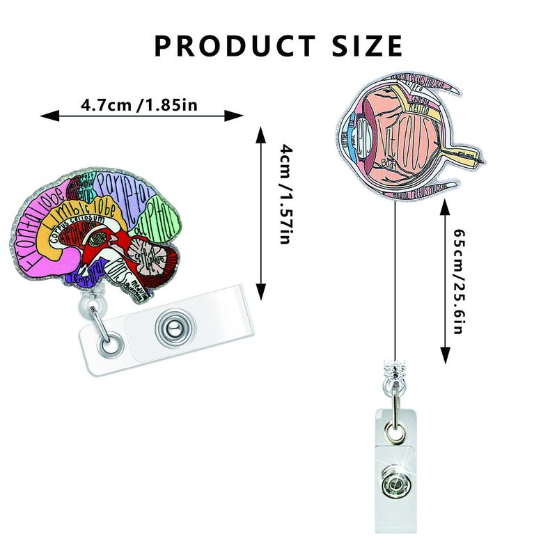 Acrylic Organ Design Badge Holder, 1 Count Retractable Badge Reel, Identification Badges & Supplies for Nurse Nursing Student Name Tag Card 2