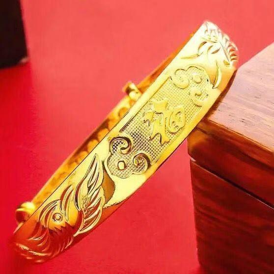 Vòng Tay Mạ Vàng, Thiết Kế Hình Rồng Và Phượng, Phong Cách Tốt Lành Và Đầy Sao, Tượng Hình Tượng Vòm, Vòng Tay Giàu Có, Hình Tròn Và Mịn, Kiểu Đẩy Phụ Kiện Nam Hoa Nữ Voi Móc Khoá Giày Móc Khóa Women 6
