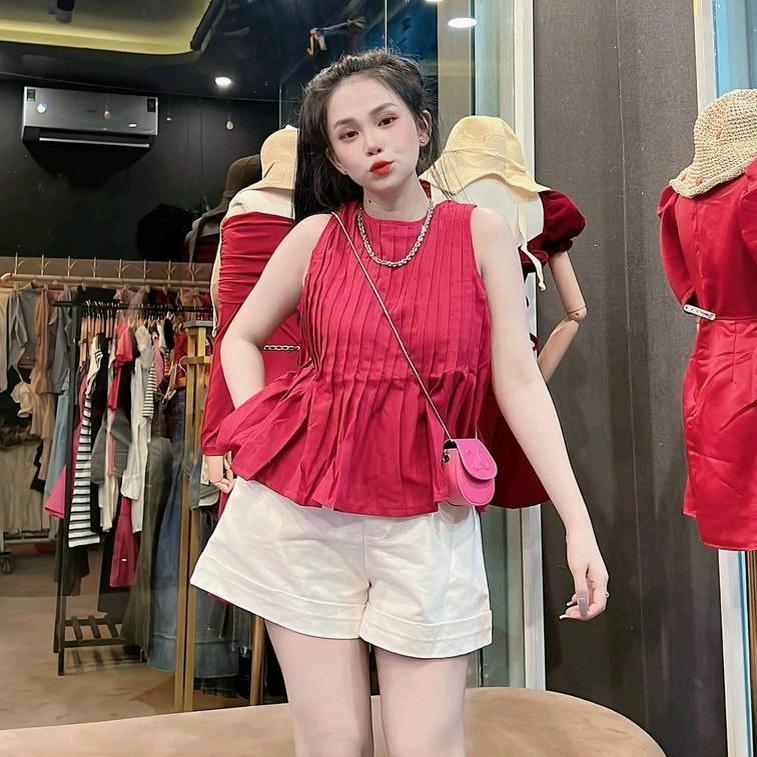 sét áo cotton lạnh xếp ly quần kaki Mei House Nữ Women 6