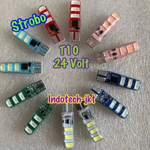 SEPASANG (2Biji) Lampu Mobil Truk T10 12v dan 24v 6 Led Nyala Kedip