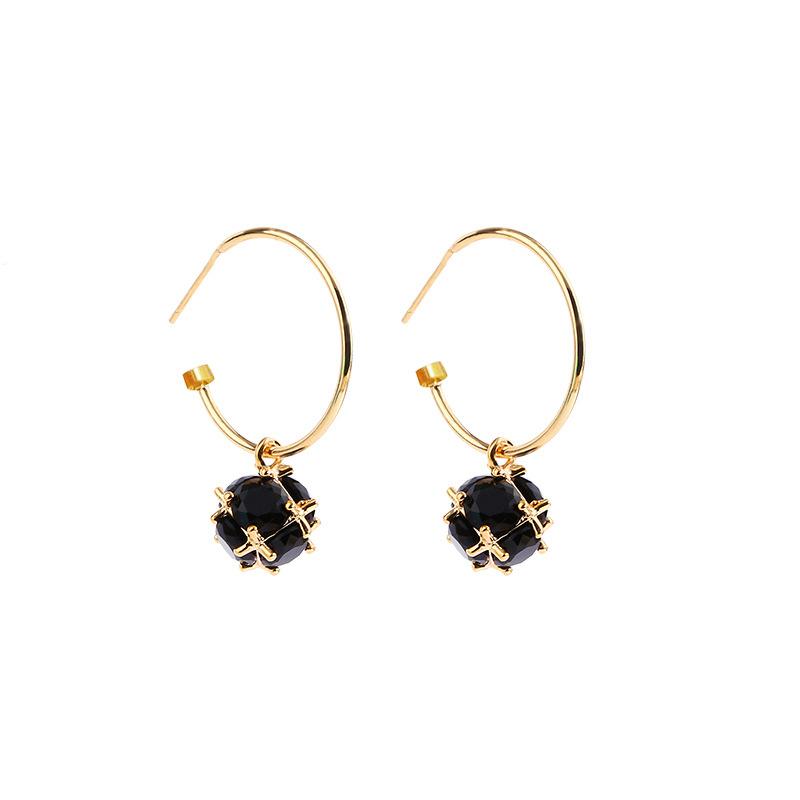 Sterling Silver Needle High-Grade Temperament Crystal Earring Eardrop Female Online Influencer Personalized round Ring Earrings 2023 New Studs 4
