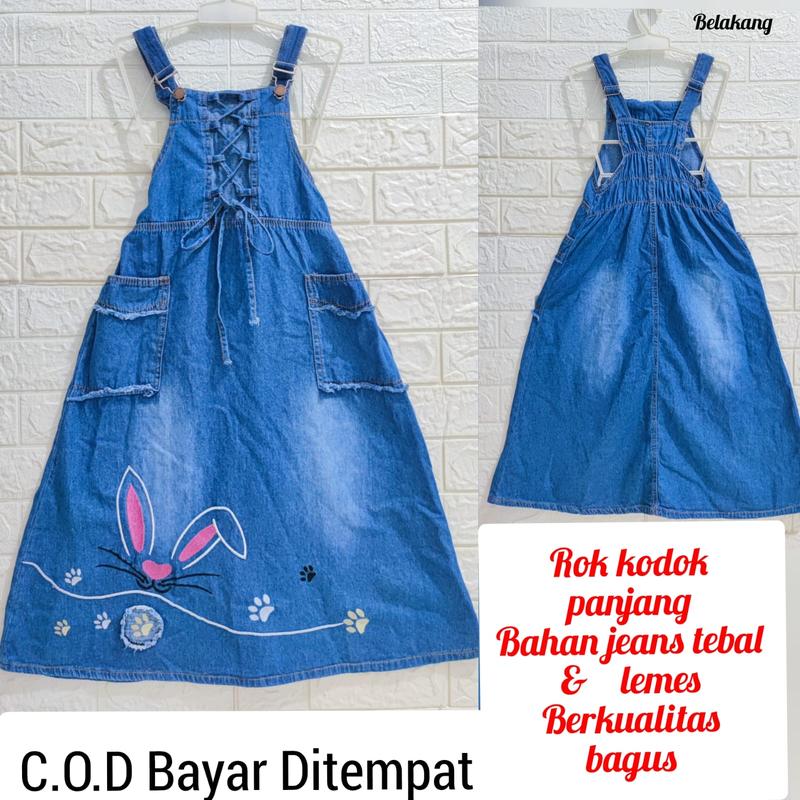RKPJ/rok kodok panjang jeans anak perempuan/ overall jeans / termurah overall panjang semata kaki berkualitas /KELMOSHOP JEANS Perempuan Fashion Perempuan 0