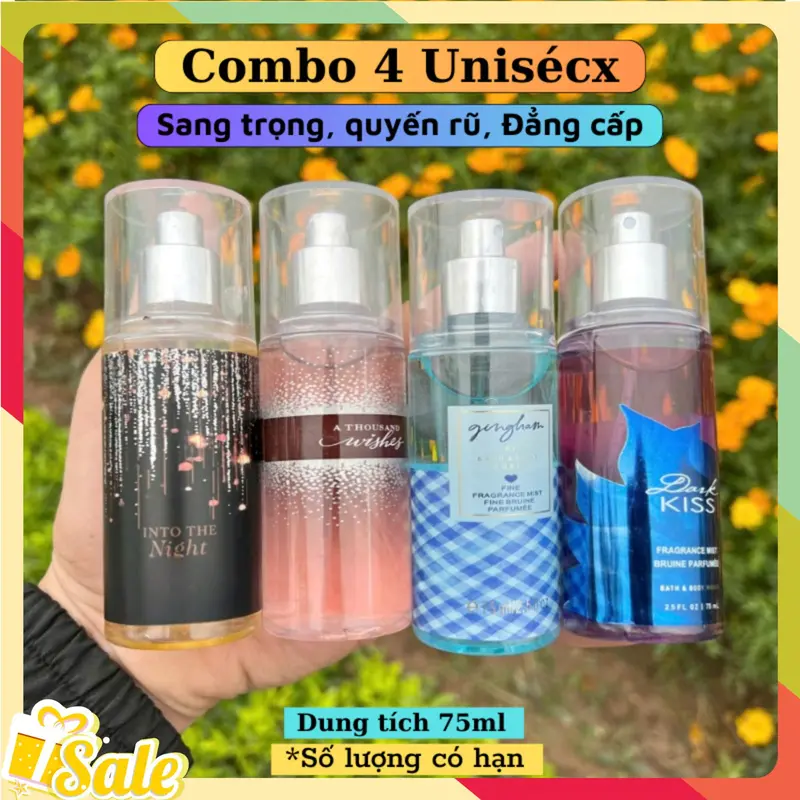 Combo 4 chai body mist 75ml hương thơm sang trọng, quyến rũ 0
