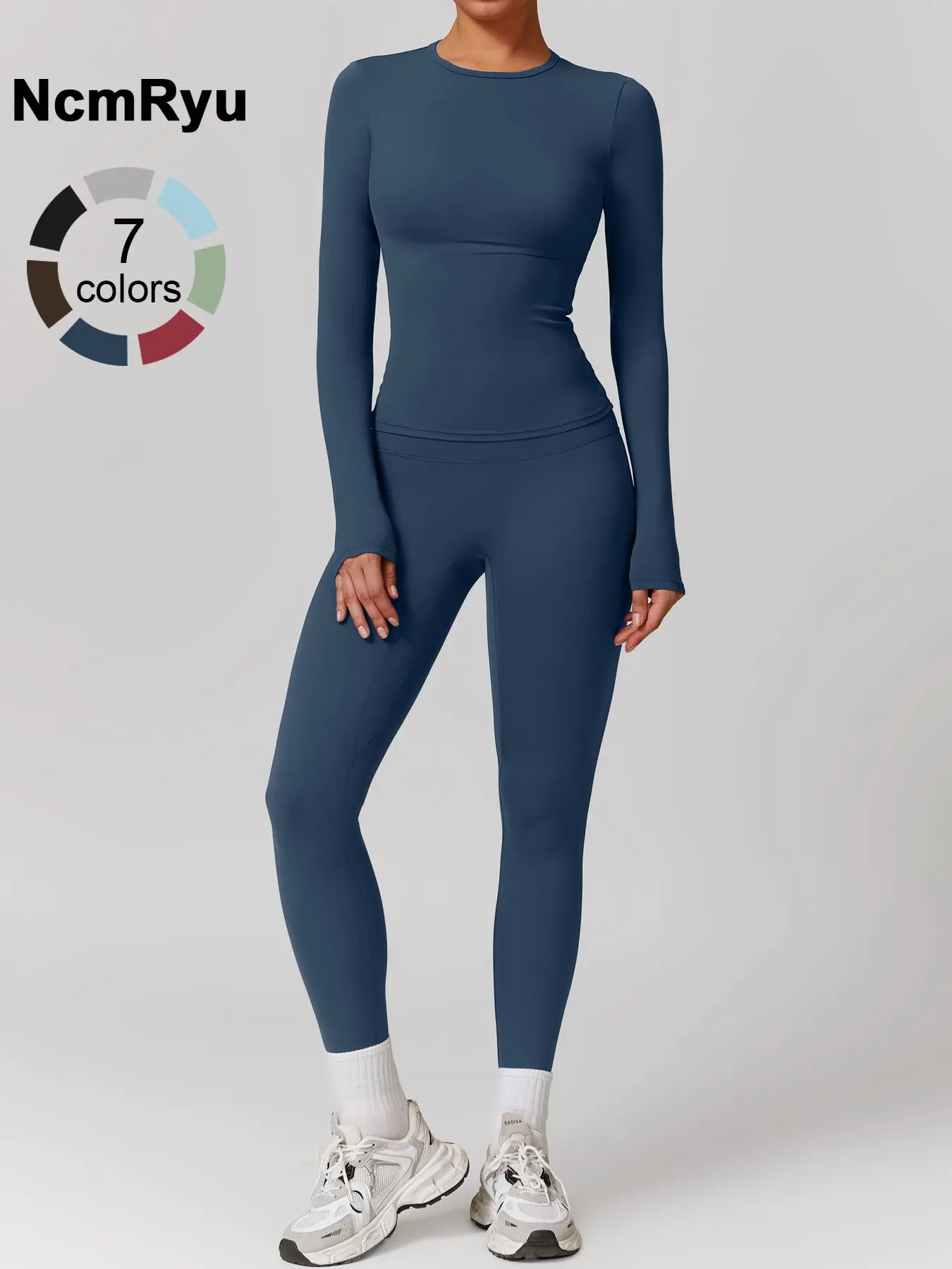 Women's Solid Long Sleeve Tee & High Waist Leggings Tracksuit Set, Sporty Round Neck Top & Skinny Pants Two-piece Outfits Fits Indoor Outdoor Gym Workout Running, Activewear, Ladies Sportswear for All Seasons, Sassyandclassyclothing