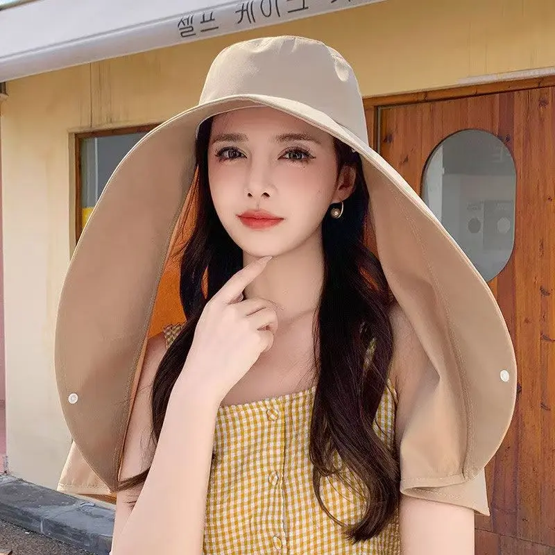 Mũ Chống Nắng, Rộng Vành, Che Mặt, Dành Cho Nữ, Tích Hợp Bảo Vệ Cổ Chống Tia UV, Mũ Ngư Dân Ngoài Trời, Có Mở Tóc Đuôi Ngựa Thiết Kế Linh Hoạt, Thích Hợp Cho Các Hoạt Động Ngoài Trời mũ  đi  làm  nương  rẫy