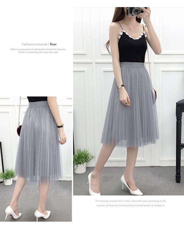 Product Introduction of Fashionable, elegant, casual, versatile mesh skirt, pleated skirt, A-line skirt, high waisted, slimming, versatile skirt, fairy skirt, small and fresh, large hem mesh skirt 18