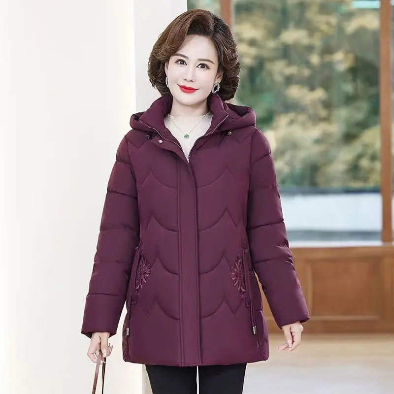Áo Khoác Độn Bông Phong Cách Trung Quốc Cho Mẹ, Dài Trung Bình Mùa Đông, Áo áo Phao Đệm, Thích Hợp Cho Phụ Nữ Trung Người Già Và Cao Tuổi, Áo Khoác Ấm, Áo Khoác Độn Bông, Hàng Mới Về, 2024 3