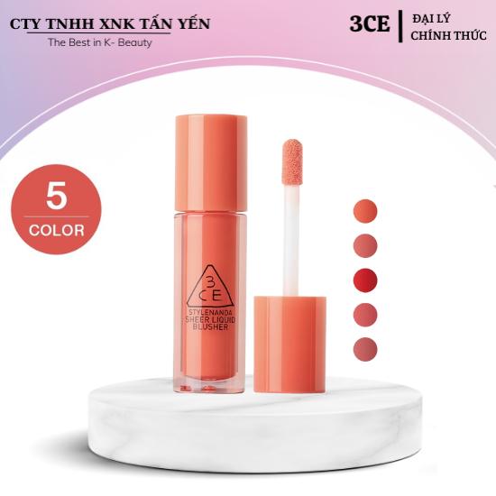 Má Hồng Dạng Kem 3CE Sheer Liquid Blusher 3g (Side Piece - Joyfull Affair - Cozy Peach)