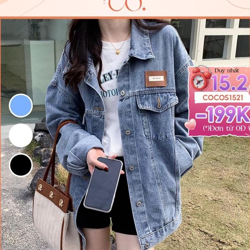Áo khoác jean nữ form rộng khoác ngoài, áo khoác kaki bò dài tay phong cách unisex _G4
