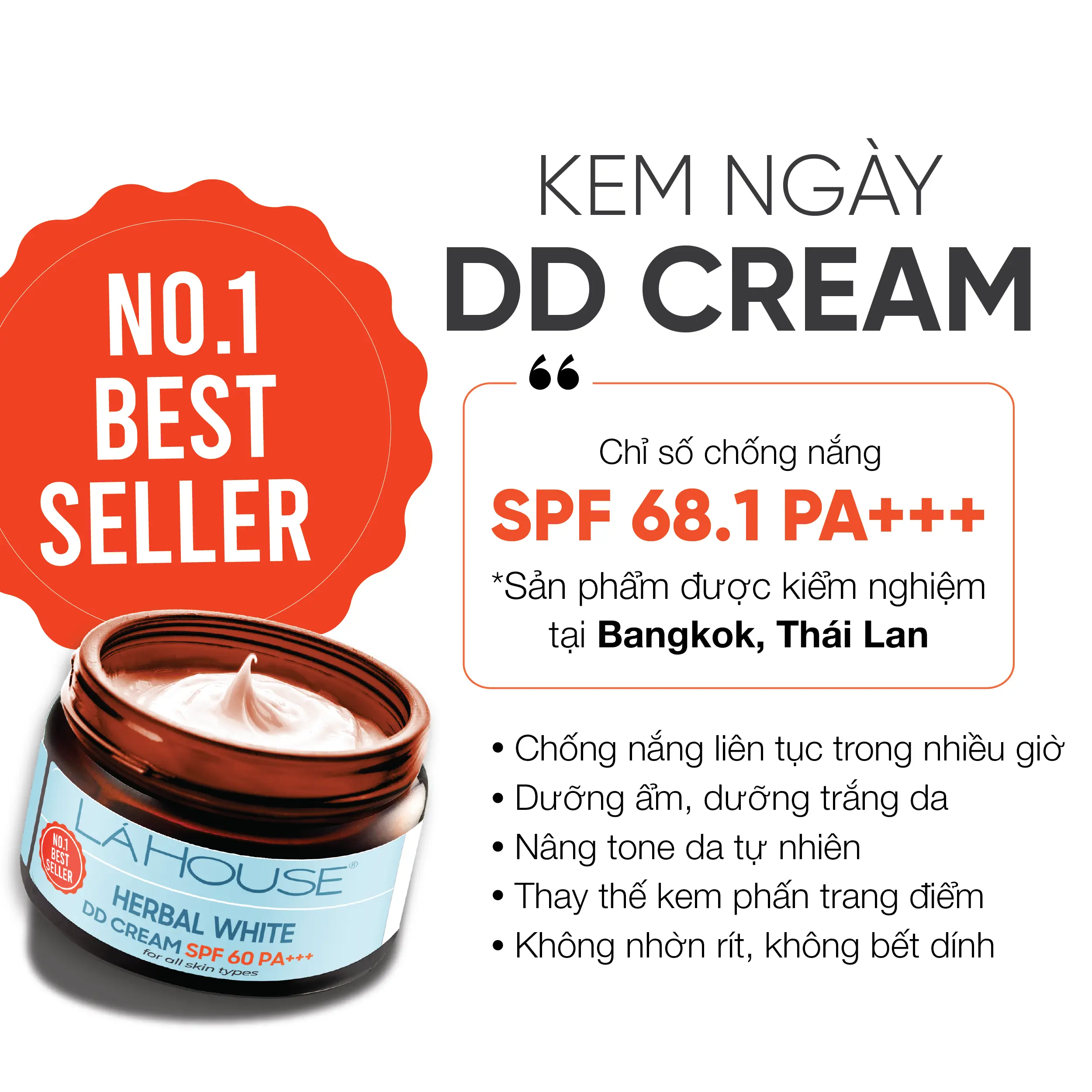 Kem dưỡng ngày trắng da, làm sáng da,làm mờ dấu hiệu lão hóa da Lá House Herbal White DD Cream SPF 60PA+++ 10ml/30ml