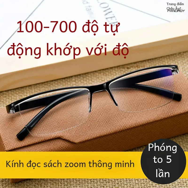 Kính Đọc Sách Thời Trang Công Sở, Độ Phóng Đại Cao, Tự Động Điều Chỉnh 100-700 Độ, Thích Hợp Cho Nam Và Nữ Trung Người Già Và Cao Tuổi, Có Sẵn Phiếu Giảm Giá
