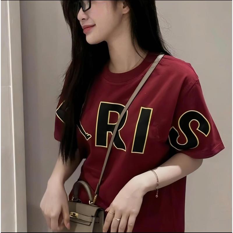 Bộ-Áo Pariiss cực chất. Áo 2 màu đen đỏ, chất liệu cotton mềm mịn, thoáng mát, co dãn 4 chiều. Hottrend New 2025 Nữ Top 0