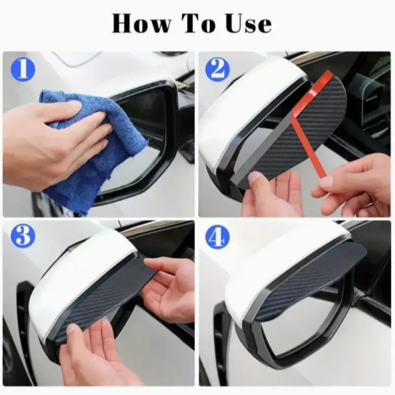 Car Side Mirror Rain Cover, Carbon Fiber Pattern Car Side Mirror Rain Cover, Universal Car Exterior Accessories for Car Decoration 4