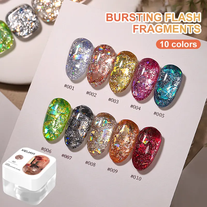 10 màu Sơn móng tay UV, Hiệu Ứng Laser, Kim Sa Lung Linh Mùa Hè, Dễ Phối Đồ Keo, Bộ Đồ Trắng Nữ Women 1