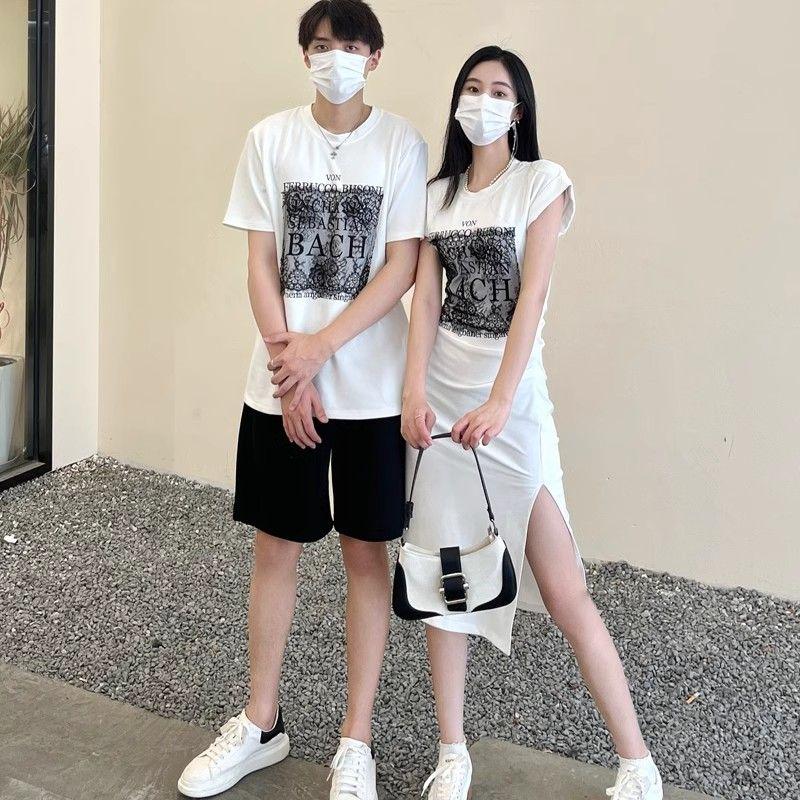 Trang Phục Cặp Đôi Mùa Hè, 2023 Mới, Áo Phông Và Một Chiếc Váy Dài, Bộ Đồ Mỏng, Cao Cấp, Thích Hợp Cho Năm 2024 3