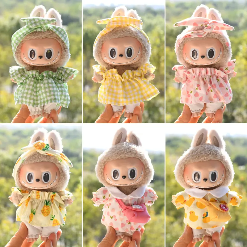 17cmlabubu Clothes Macaron Labubu Vinyl Pendant Doll Clothes and Dress for Sale Only Clothes