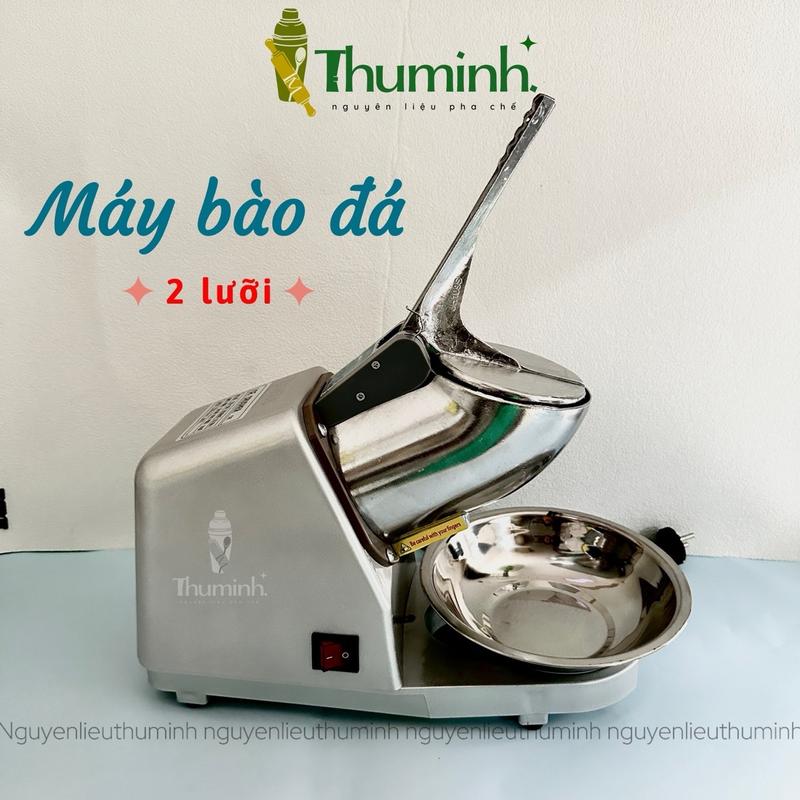  ￼ CHÍNH HÃNG  Máy Bào Đá Tuyết - Máy Xay Đá 2 Lưỡi - 2 nắp Làm Sinh Tố Nước Giải Khát Mẫu Mới 2025 Nhanh Mịn Hơn 