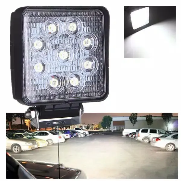 Lampu kerja LED mini lampu sorot LED 27 watt super terang kotak / Cahaya LED Putih 27 Watt Bar Kerja Berkendara Kabut Mobil Truk Van dengan 12v / penerangan mobil / COD / SAS Car