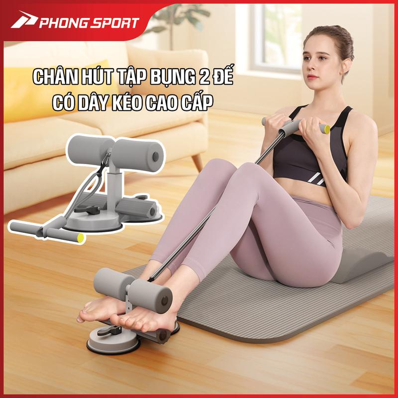Dụng cụ tập cơ bụng đa năng 2 đế Phongsport kèm dây kéo hỗ trợ tập bụng, vai, tay tại nhà (bản mới)
