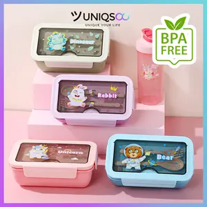 UNIQSOO Kotak Makan Anak Lucu Karakter Anti Tumpah 1100ml Free Sendok Garpu Tempat Lunch Box Sekolah