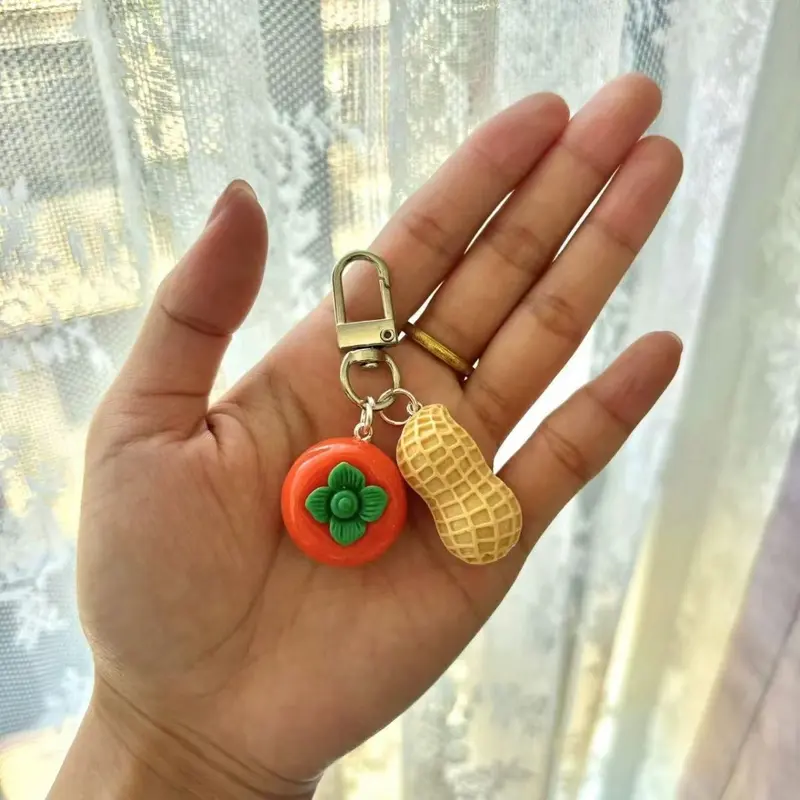 Móc Chìa Khóa Quả Đậu Táo, Mô Phỏng Quả Hồng Thỉnh Thờm May Mắn Và Dễ Thương, Thu Hút Giàu Có, Mặt Dây Chuyền Túi Cá Tính, Quà Tặng Cho Bạn Thân 2