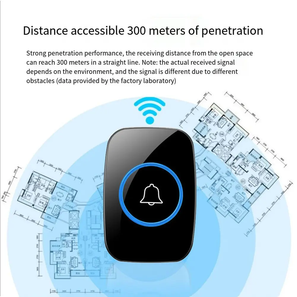 Loceng Pintu Tanpa Wayar, Moden dan Boleh Dipercayai, Sesuai untuk Rumah Pintar, Kalis Air, Jarak Jauh Door Monitor Security Bell