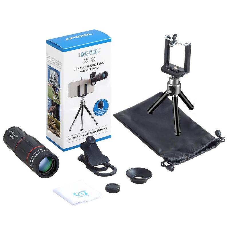 18X Magnification Mobile Phone Telescope Lens, Mobile Phone Zoom Lens With Tripod & Phone Clip & Cloth & Storage Bag & Lens Cover, Phone Accessories For Long Distance Shooting 4