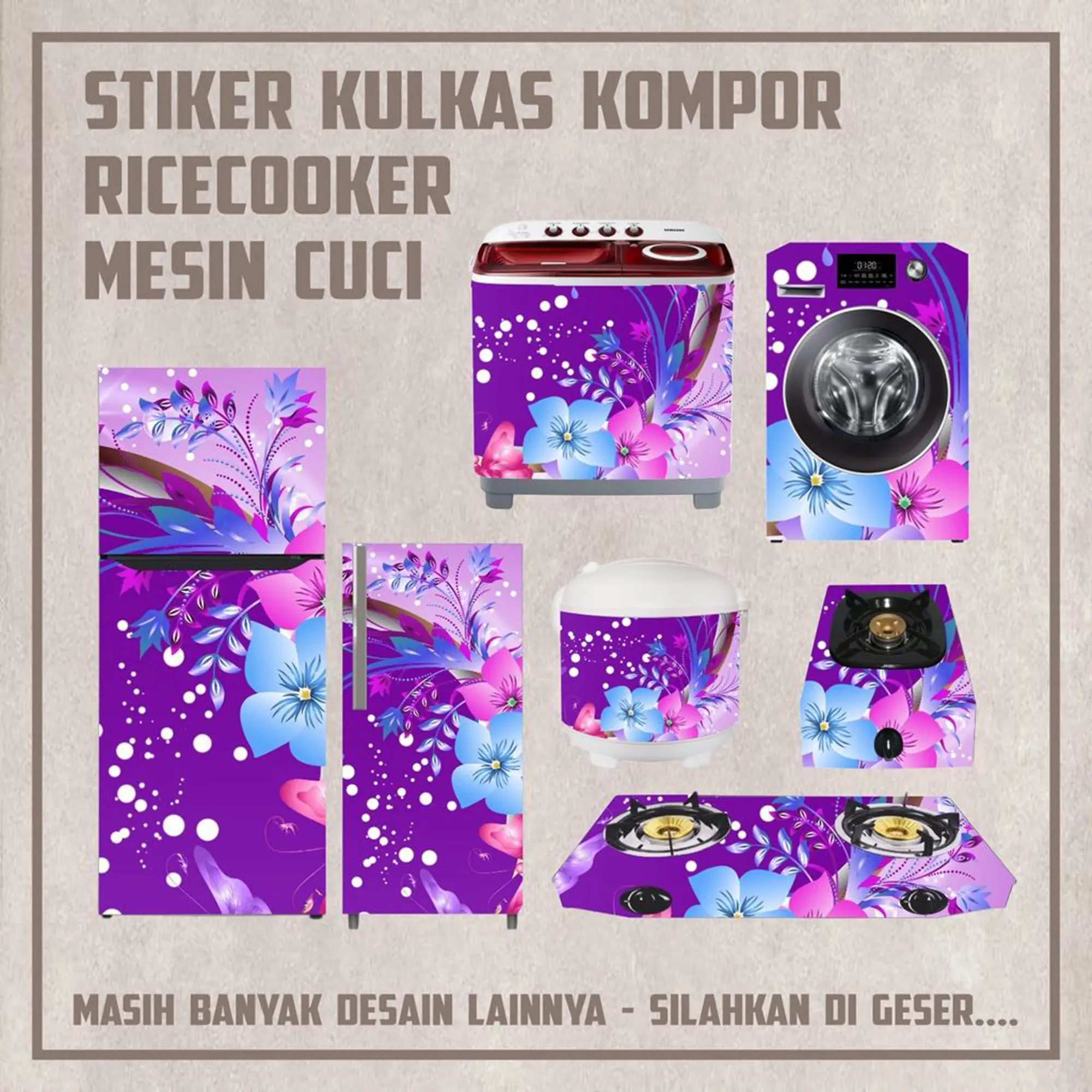 Multi Stiker Kulkas Kompor 1 2 pintu Mata Ricecooker Mesin CuCi