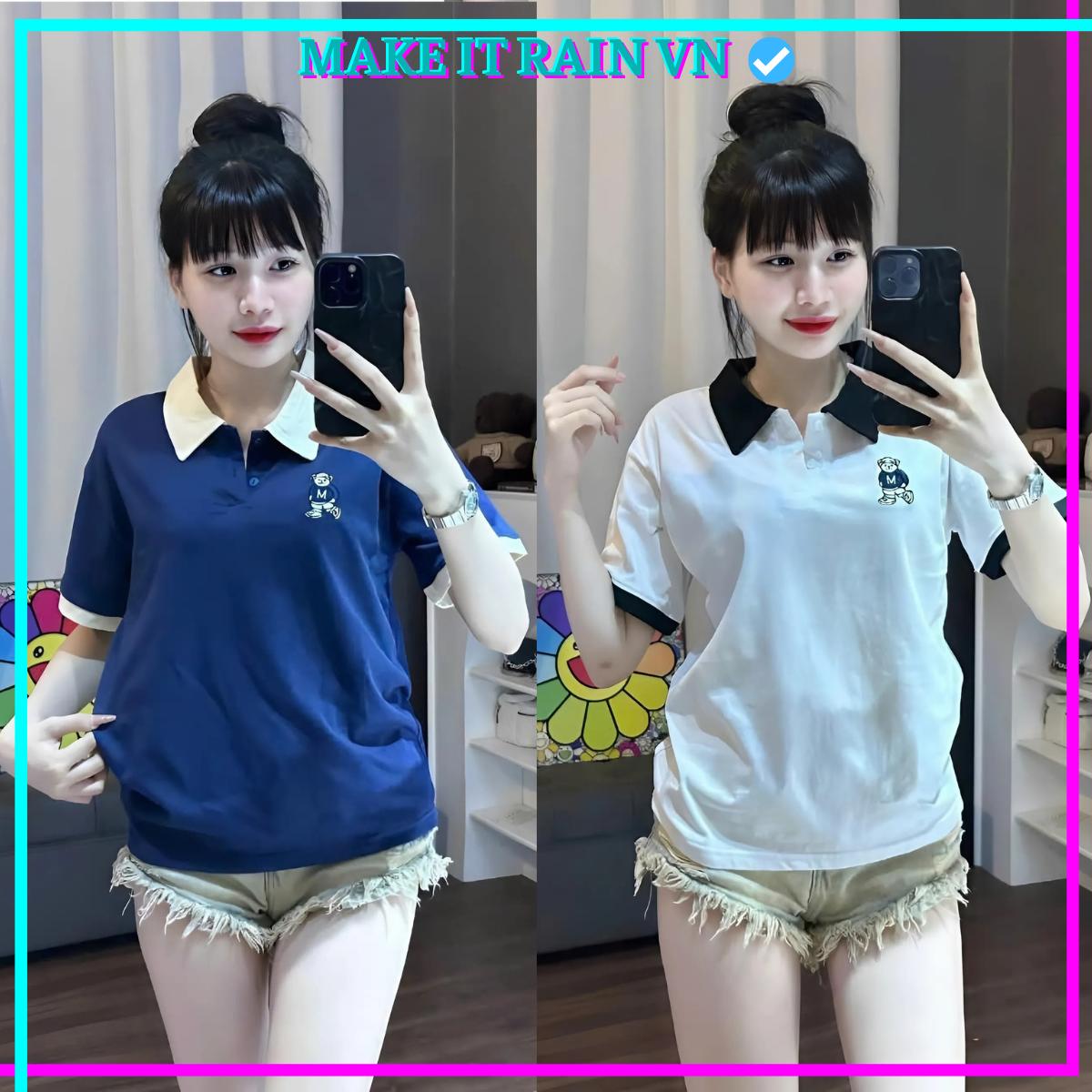 [MUA ÁO CÓ QUÀ] Áo Polo THÊU HÌNH GẤU Form Baby Tee Make It Rain, Form ...