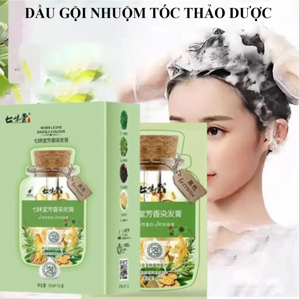 Mua 1 tặng 1 hộp 10 gói dầu gội nhuộm tóc thảo dược không gây kích ứng,không mùi hóa chất Costbeauty