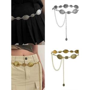 Rantai Pinggang Perisai Logam, Sesuai untuk Gaun, Skirt, Seluar, dan Tali Pinggang Wanita, Gaya Rock Jalan Hip-Hop, Fesyen dan Serba guna