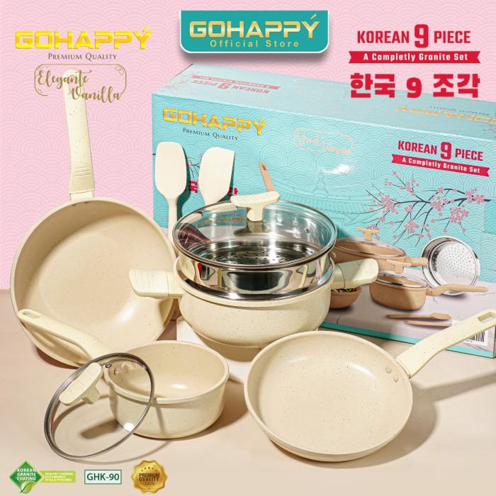 Wajan Terlengkap Panci Granite Set HC 9 Pc Cookware GOHAPPY GHK-90 - Great Turqoise 1