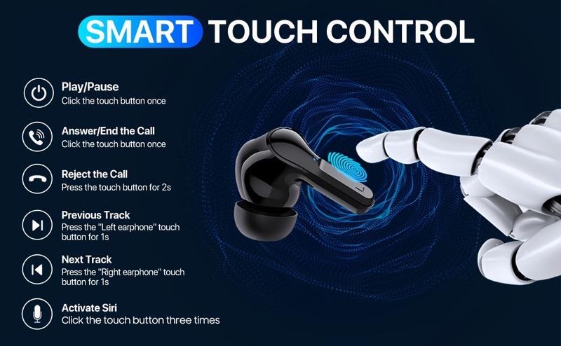 Product Introduction of With LCD Display, Touch Control, CVC 8.0 Noise Reduction, Condenser Microphone, Type-C Charging, Non-Waterproof Plastic Earphones, Suitable for Sports and Audio Monitoring, Compatible with Mobile Phones Wireless Earphones 1