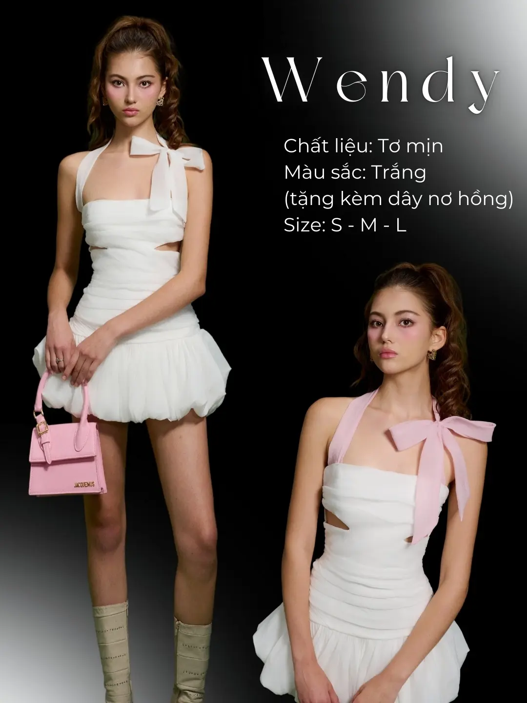 AMELIE - Váy cúp ngực tùng bí cột nơ 2 dây đổi màu - Wendy Dress