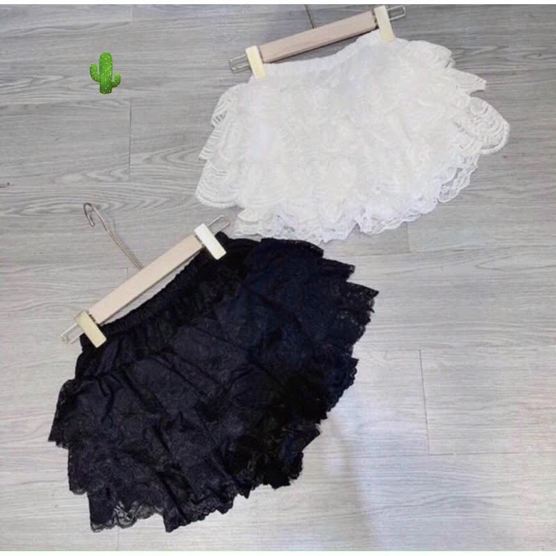 Chân Váy Ren 3 Tầng Có Lót Quần Lưng Thun Chân Nữ Women Top