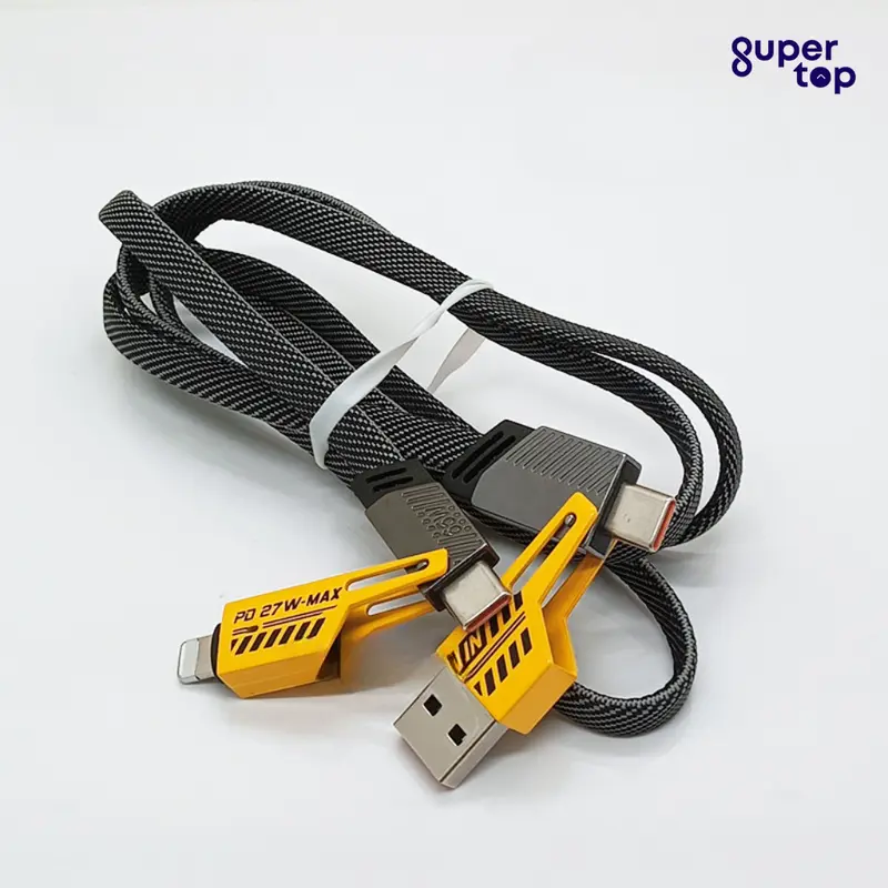 Kabel Data Fast Charging 4in1 65W Dual Input USB and Typec to Typec Lightning Multi Cable Charge 3