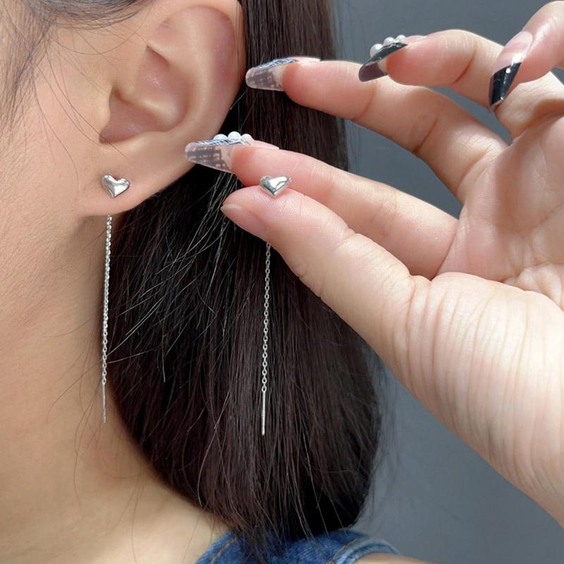Product Introduction of 1Pair Heart Earrings Ins Temperament Long Heart-shaped Earrings Tassel K8Y8 41
