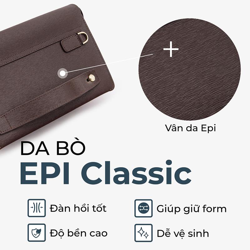 Product Introduction of Ví Nam Cầm Tay Clutch Da Chính Hãng GENCE RB01 Da Bò Khóa Số Cao Cấp Màu Nâu 2