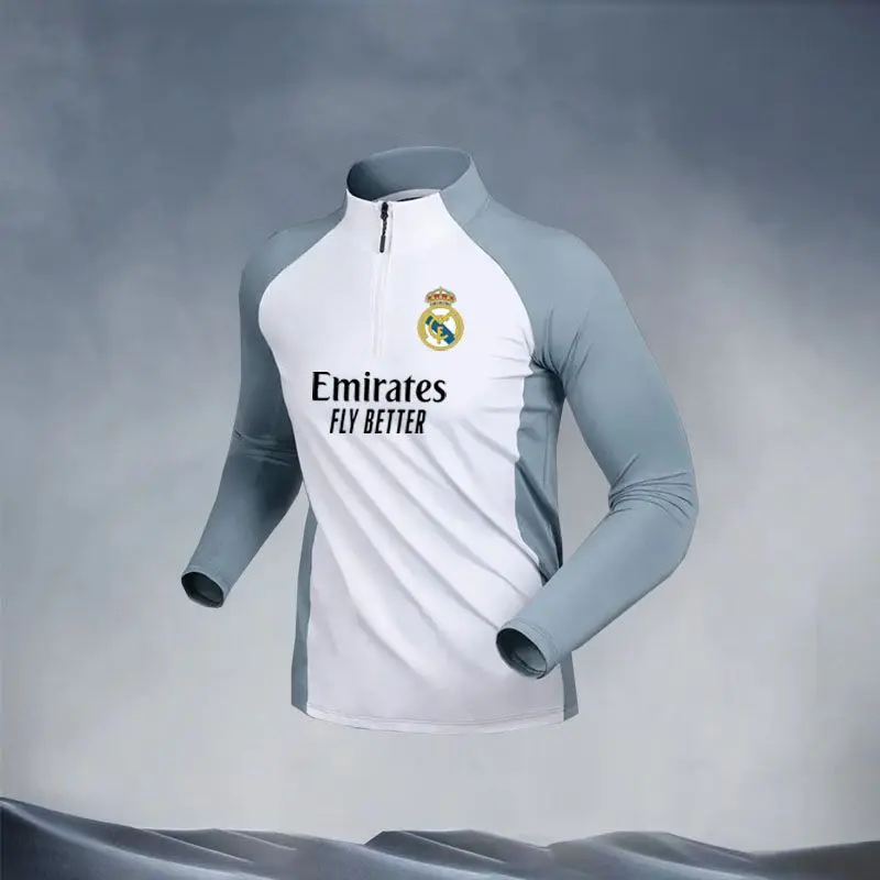 Trang Phục Bộ Đồ Tập Bóng Đá, Dành Cho Nam Giới, Mùa Xuân Chạy Bộ Thể Thao, Tay Áo Dài Zipper, Có Manchester City, Barcelona, Paris Và Real Madrid, 2324 Top 5
