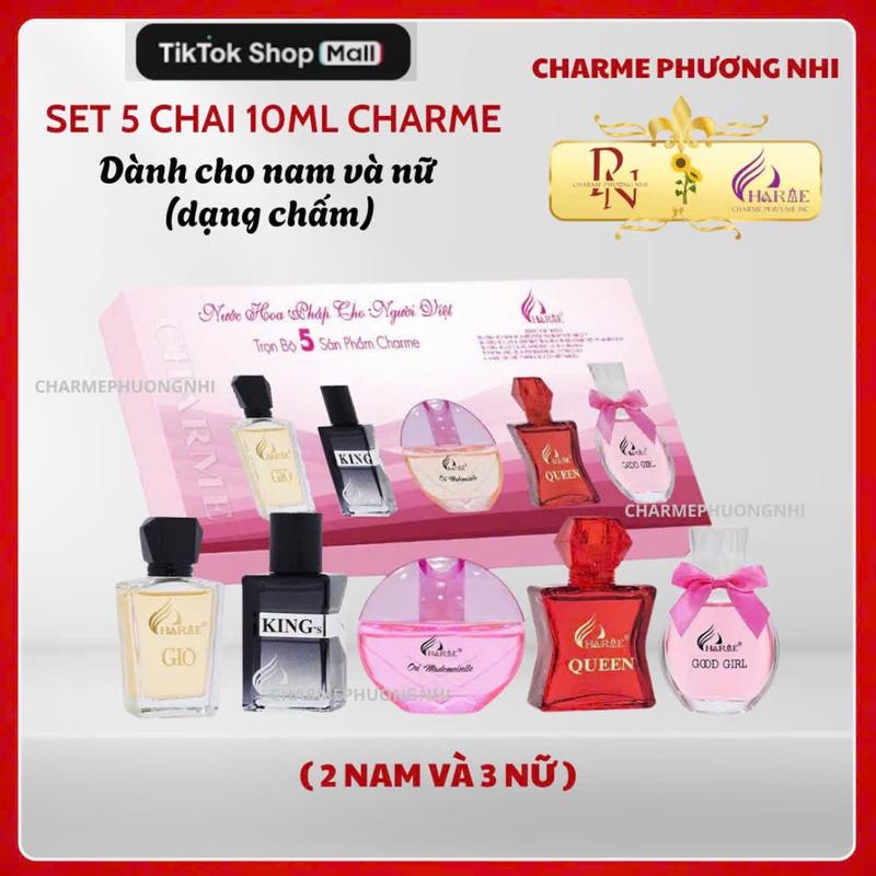 CHARME PERFUME-BỘ NƯỚC HOA 5 CHAI 10ml-dành cho nam và nữ dạng chấm Perfume Xịt Thơm Cosmetic Women