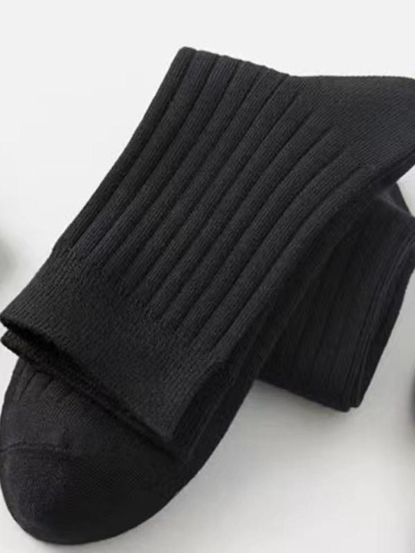 Men's 6 Pairs Solid Crew Socks, Casual Plain Comfy Breathable Soft Cozy Mid Calf Socks for Daily Life, Menswear, Men's Socks & Hosiery for All Seasons, Crew Socks, Socks for Men,  Mens Fashion 7