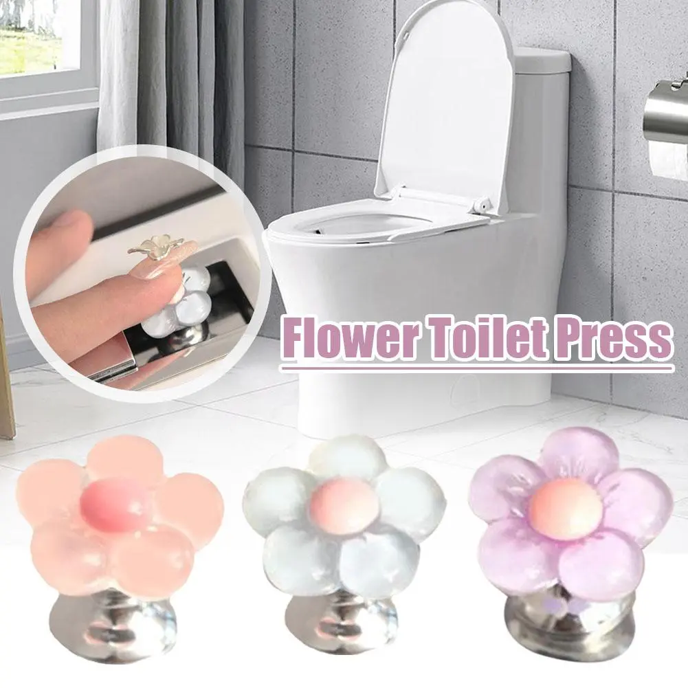 Toilet Press Button Cute Flower Shape Press Long Nail Special Universal Flush Switch Tank Button For Toilet