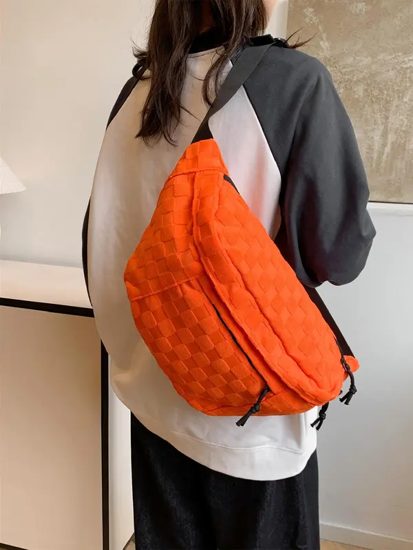 Women's 2025 Summer Fashionable Plaid Pattern Zipper Belt Bag for Gift, Plain Large Capacity Summer Casual Commuter Versatile Fanny Packs, Simple All-match Bum Bag for Travel Back To School Essentials, Fall Outfits, Fall Freshness Fall 8