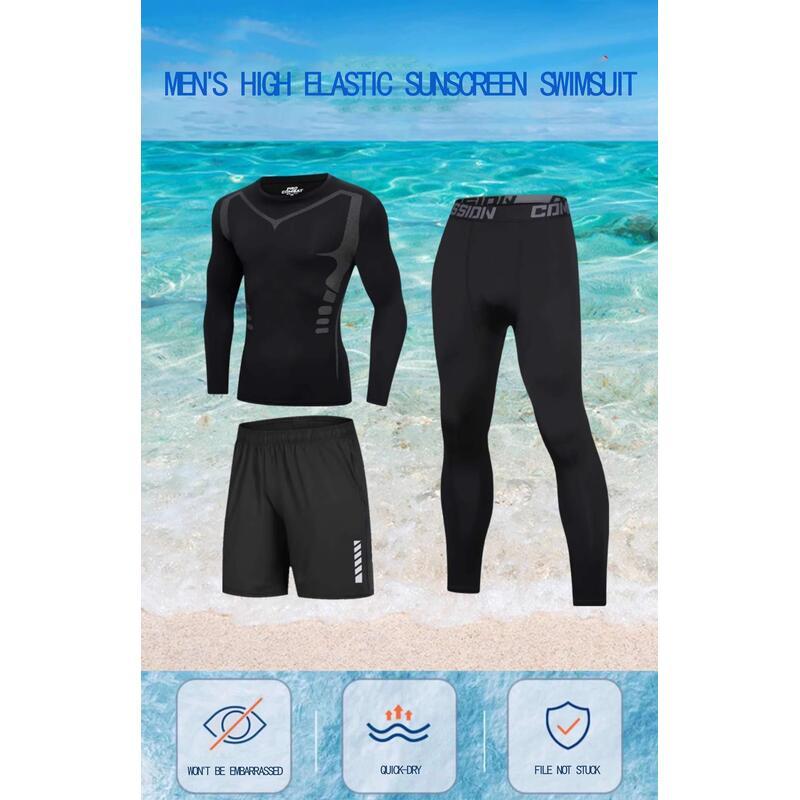 Men's swimsuit full body sun protection short sleeve Boys shorts long pants swim top surf snorkeg beac 0