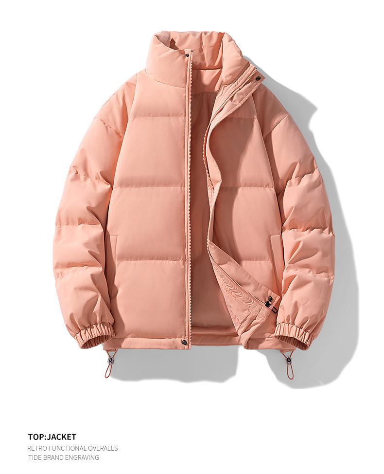 Product Introduction of In Stock Couple's down Jacket Thickened Warm Cotton Coat Cold-Resistant Baggy Coat Men's and Women's Jacket Solid Color Stand-up Collar down/Cotton-Padded Jacket Men's and Women's New Winter Thicken Thermal Trendy Casual Couple's Bread Coat 17
