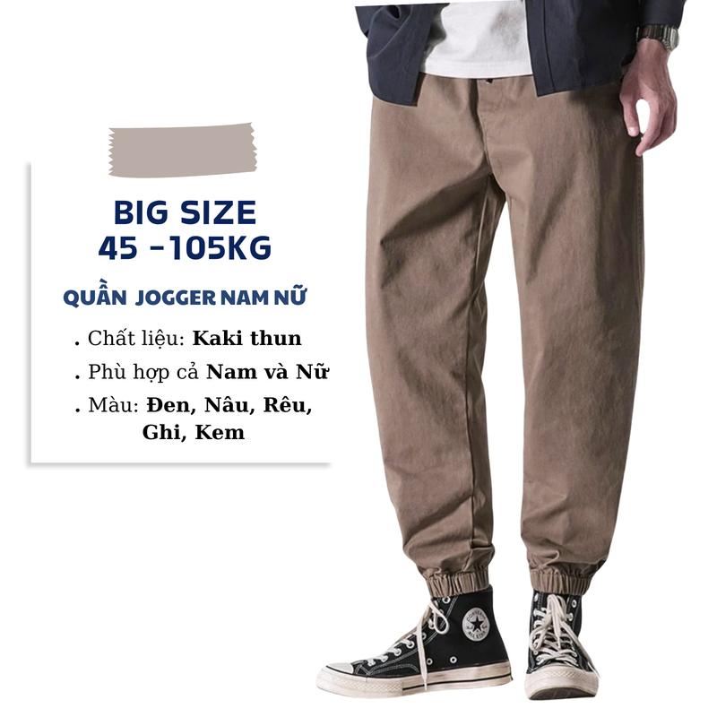 Quần Jogger Kaki Nam Nữ 45-105KG Thời Trang Bigsize Kaki Thun Co Giãn Dáng Khỏe Mạnh Menswear Pants 【l】 53kg-60kg ❤❤❤❤ màu đen được đề xuất ❤❤❤❤