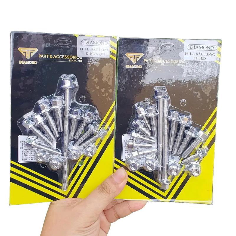 Combo full ốc inox đầu - lòng cho xe Wave Dream và Fuled